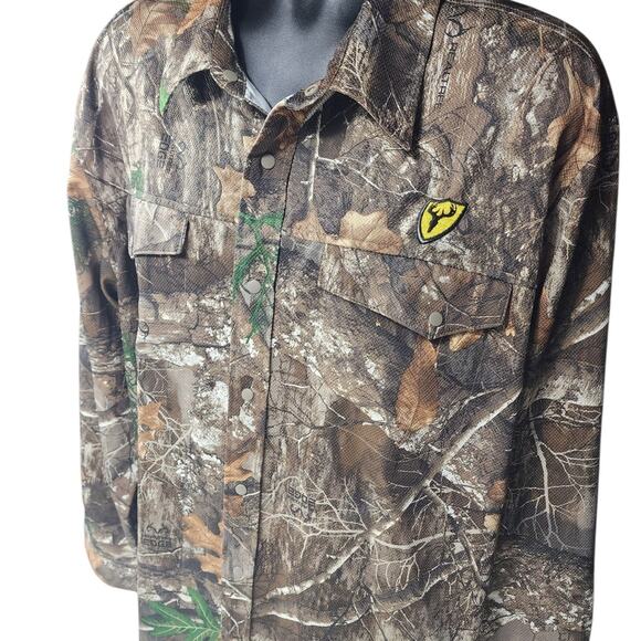 Shield Series Men 2XL Camo Hunting Shirt Long Sleeve Button Up Realtree Edge Top - Picture 1 of 15